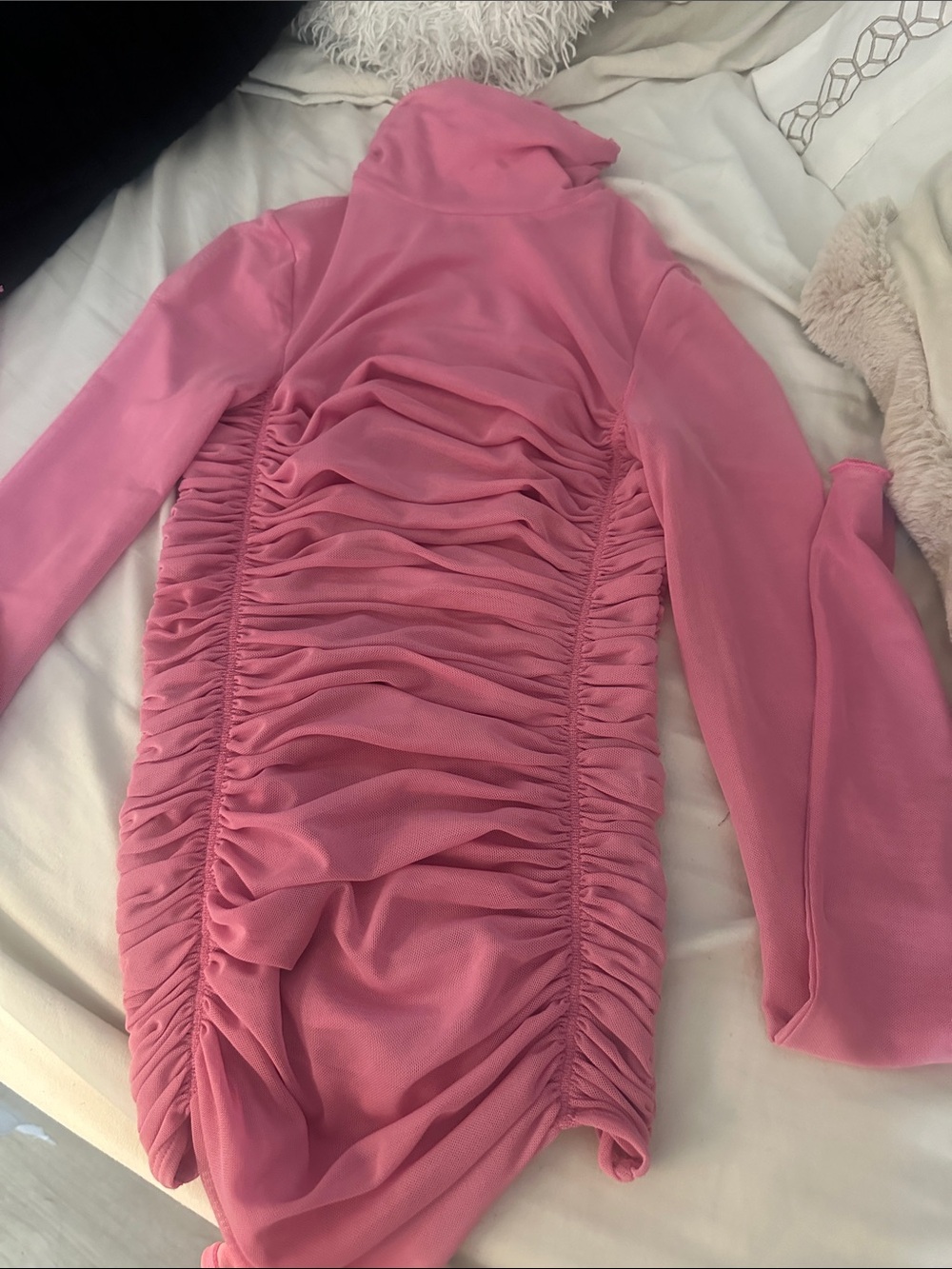 NWT Free People Pink Ruched Long Sleeve Bodycon Dress